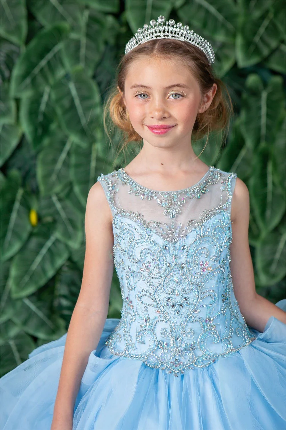 Mini vestidos de quinceañera azul cielo, vestido de baile con cuentas de tul, vestidos de niña de flores para bodas, vestidos de desfile mexicano para bebé