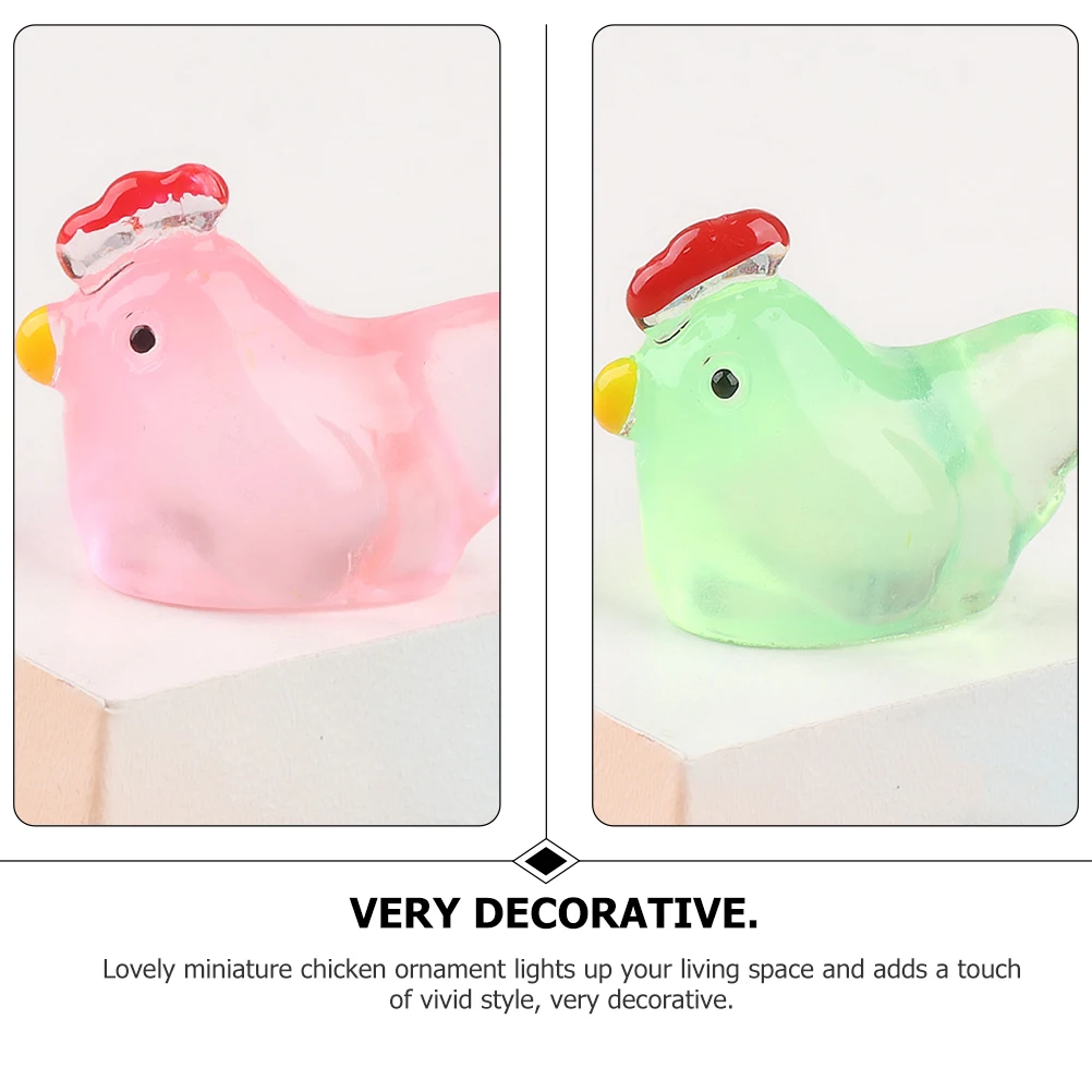 

20 Pcs Decorate Luminous Chick Ornaments Office Figurines Miniature Chicken Resin Chickens