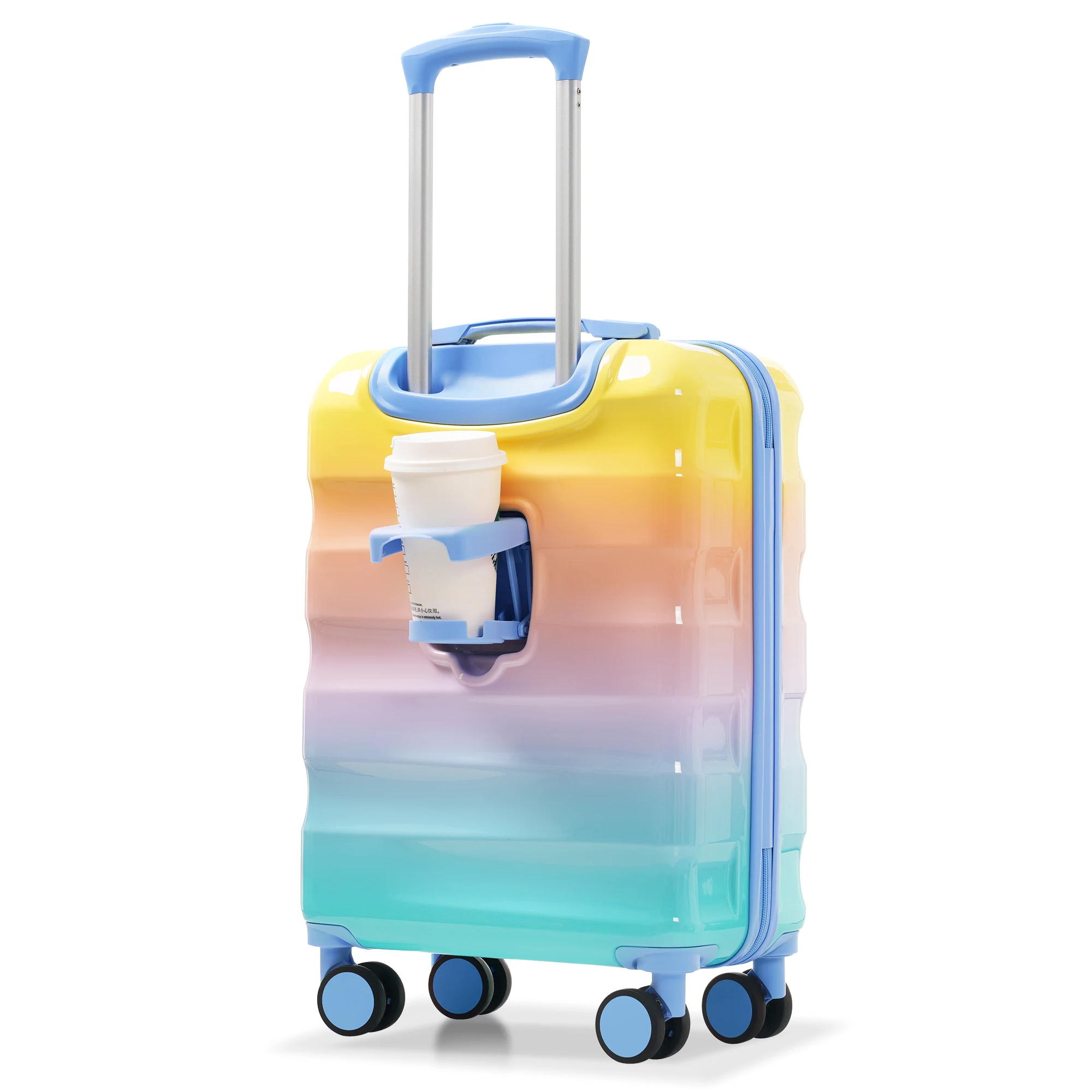 

20 Inch Carry‑on Luggage 2‑Piece Set with Cup Holder, Lightweight Glossy Suitcase with TSA Lock for Worry‑free Travel