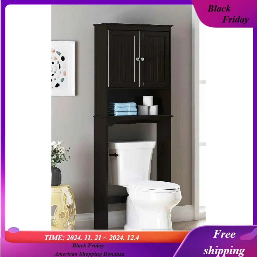 

Over The Toilet Cabinet for Bathroom Storage, Above Toilet Storage Cabinet with Doors and Adjustable Shelves, Espresso