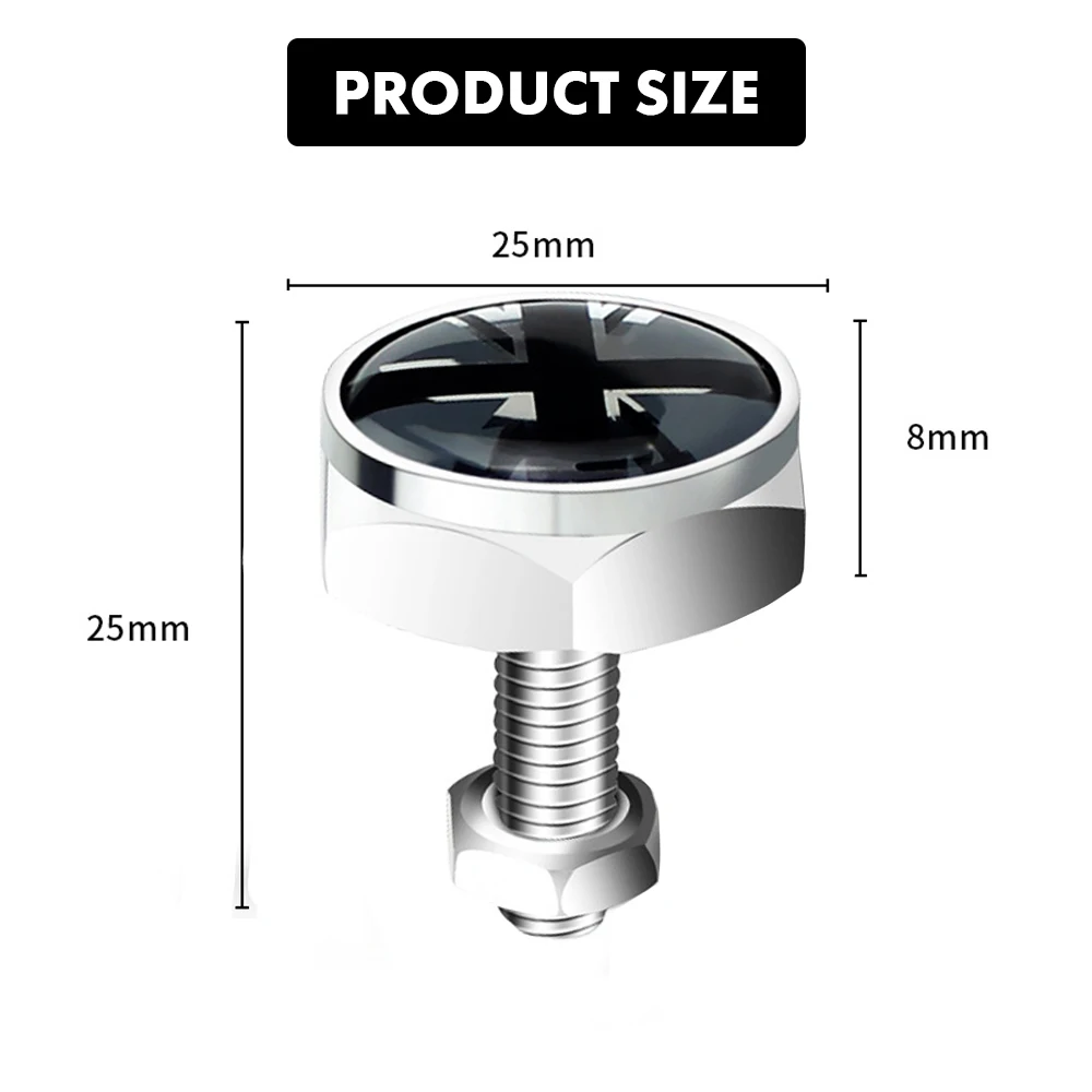 자동차 번호판 프레임 고정 볼트 나사 너트 캡, 유니온 잭 엠블럼, BMW 미니 쿠퍼 JCW One S 컨트리맨 액세서리, 4 개