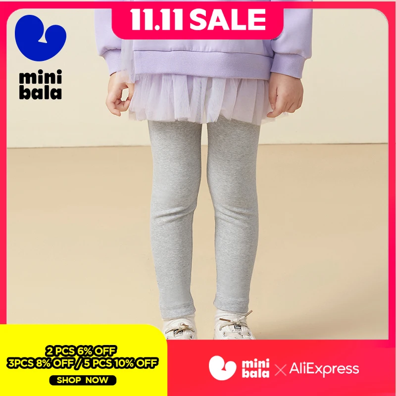 

Mini Bala Girls' Winter and Spring Leggings Children's Long Trousers Warm and Versatile Baby Outerwear Trousers