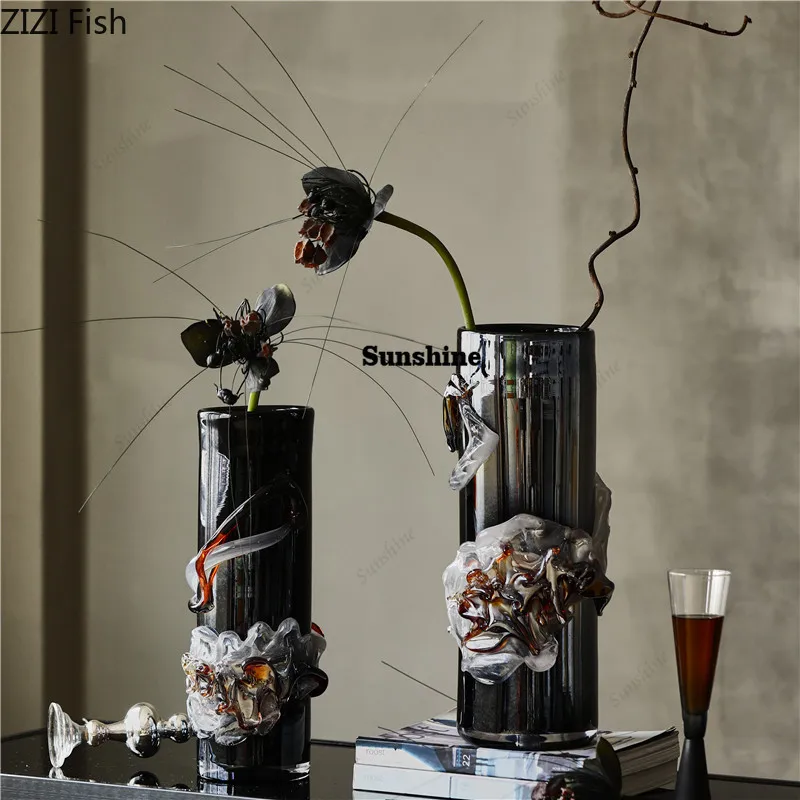 

Thickened Straight Glass Vase Hydroponic Vase Desktop Flower Arrangement Ornament Dried Flower Vases Decorative Vases Crafts