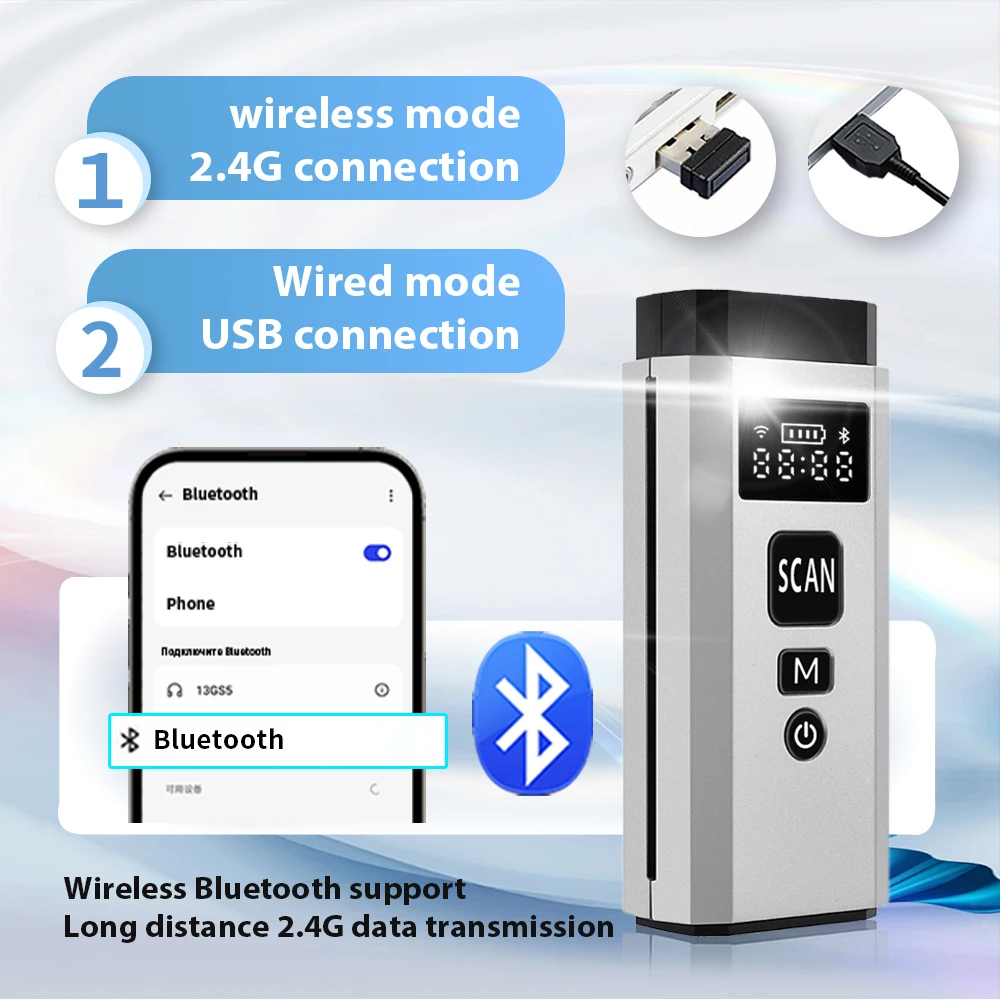 203D 1D GS1 2D Barcode Qr Code Barcode Scanner For Sale Mini Portable Scanner Linear Code Zip Code EAN/UPC