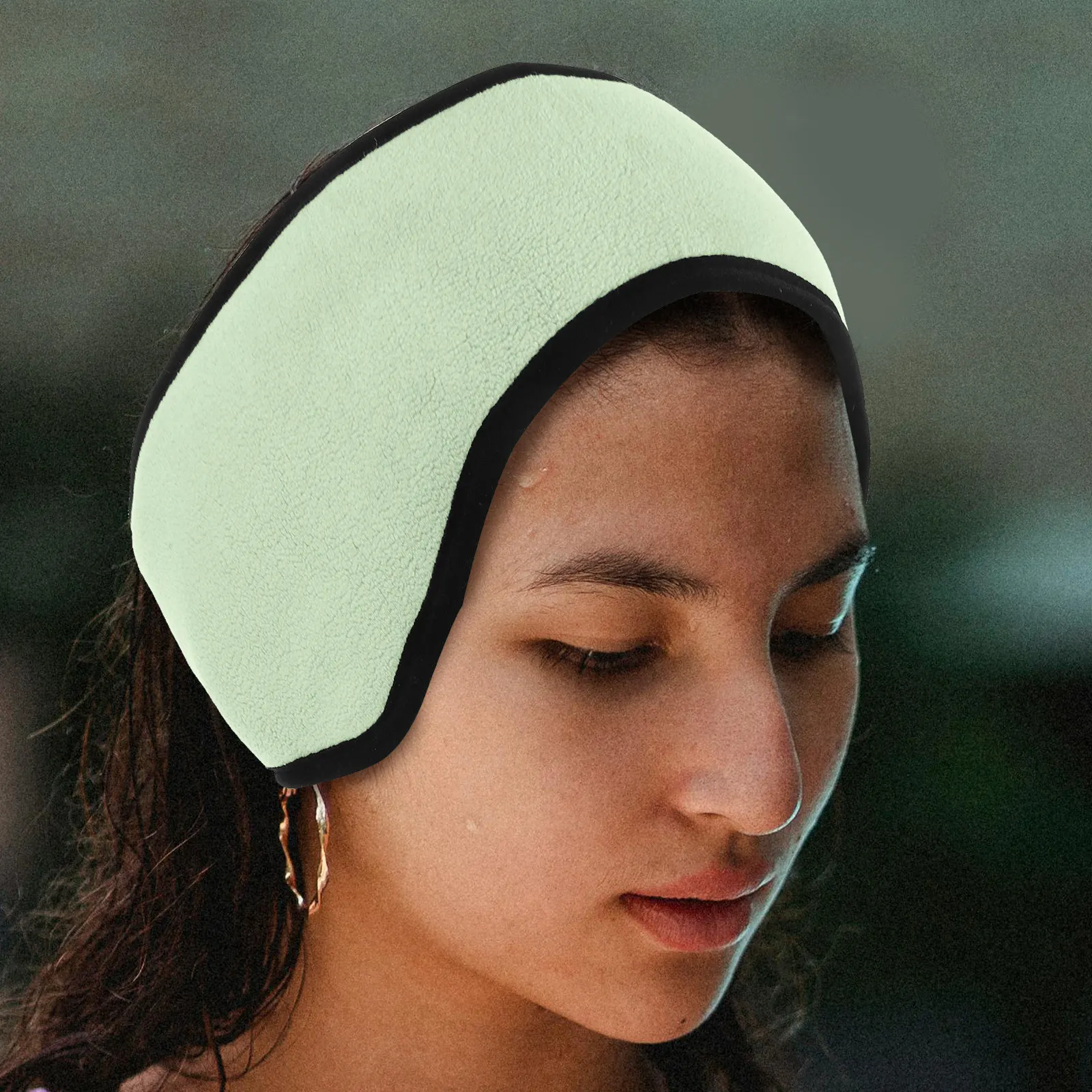 

Winter Outdoor Snowboarding Windproof Earmuff Light Green Women Unisex Headband Ear Covers Headwear Cold Weather Running Ear