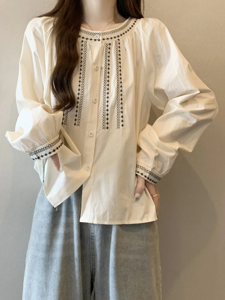 

Slimming Long Sleeve Shirt Women's Spring Autumn plus Size Conceal Belly Meat Reduction Base Shirt Design Sensation