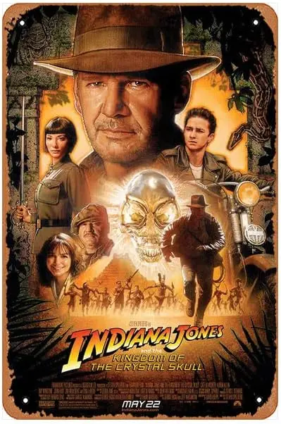 I. Jones Kingdom Of The Crystal Skull Movie Poster Print,2008,Action 1 Sheet Tin Sign for Wall Decorative Metal Signs Livin sign