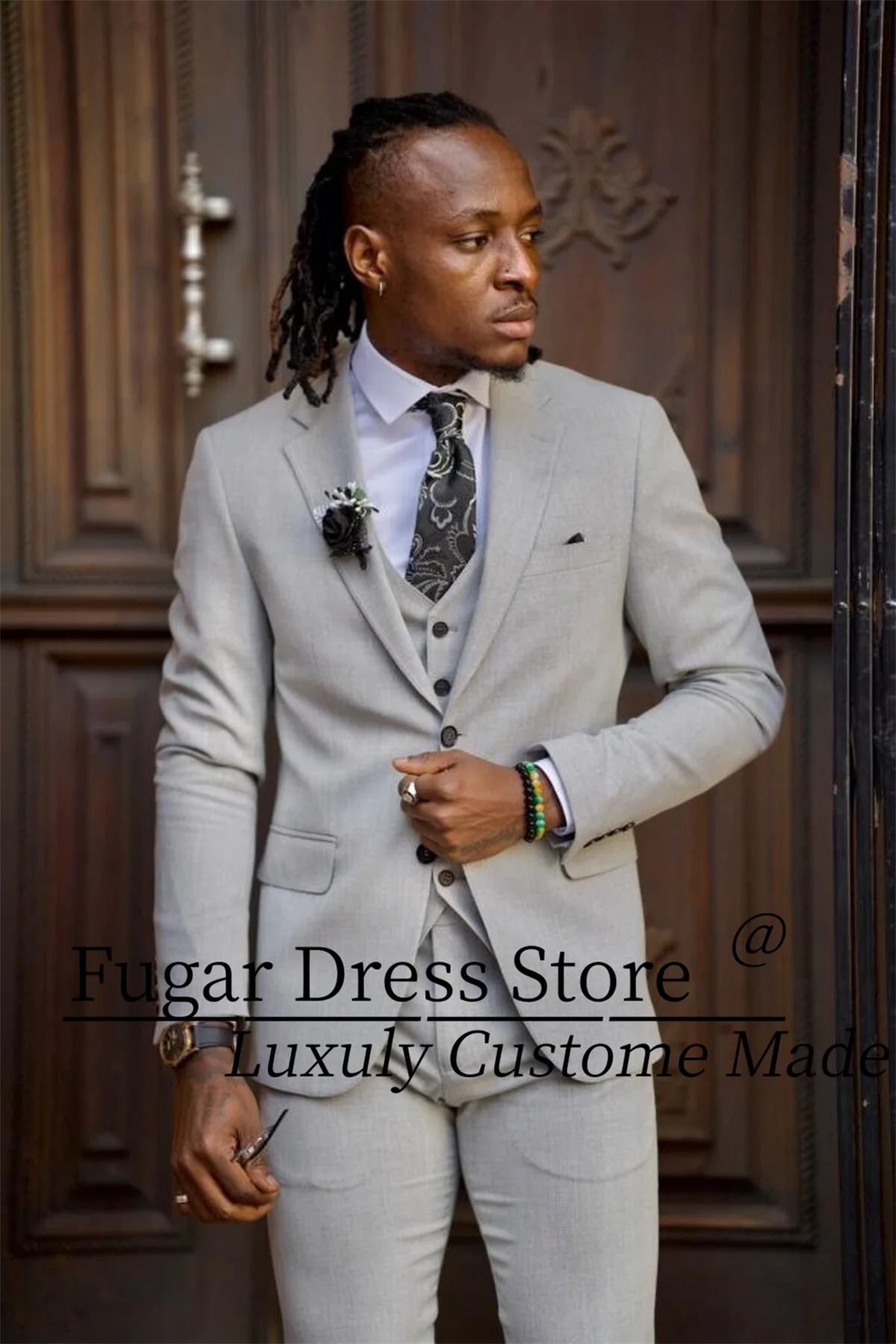 

Gray Classic Wedding Suits For Men Slim Fit Notched Lapel Groom Prom Tuxedos 3 Pieces Sets Elegant Male Blazers Costume Homme