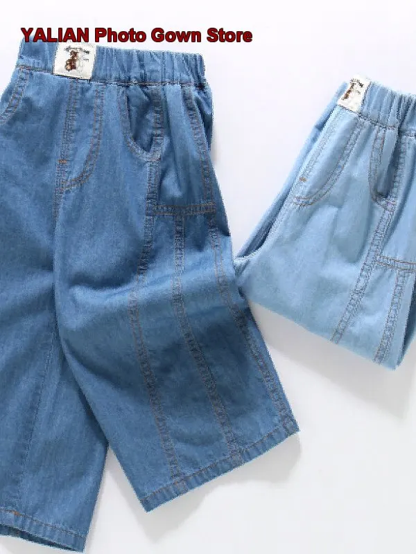 Girls Rayon Shorts Kids Summer Thin Side Panelled Wide Leg Solid Color Toddler