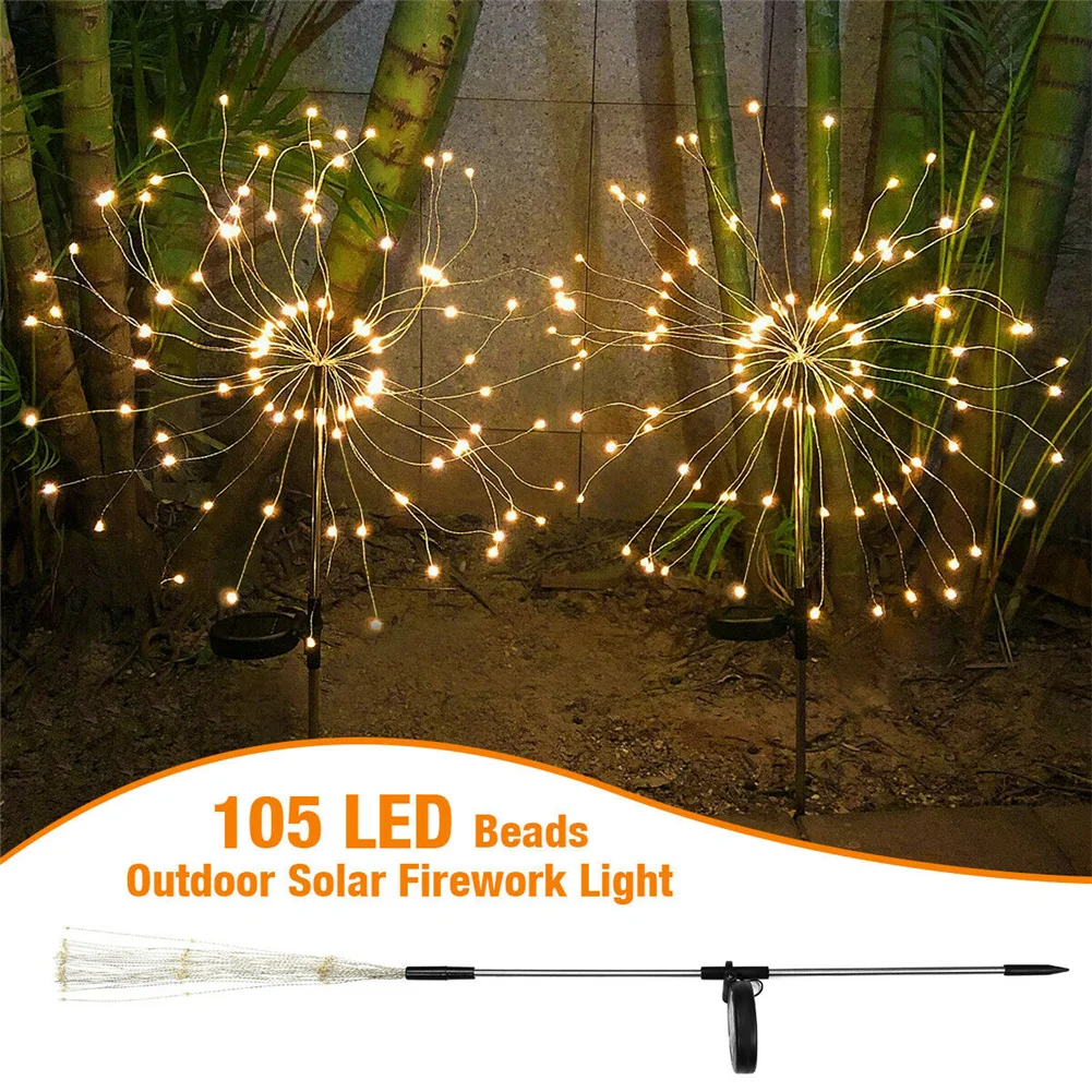 LED Solar Firework Lights, impermeável, caminho ao ar livre, jardim luz decoração, lâmpada de gramado, Home Decor, 150pcs por conjunto