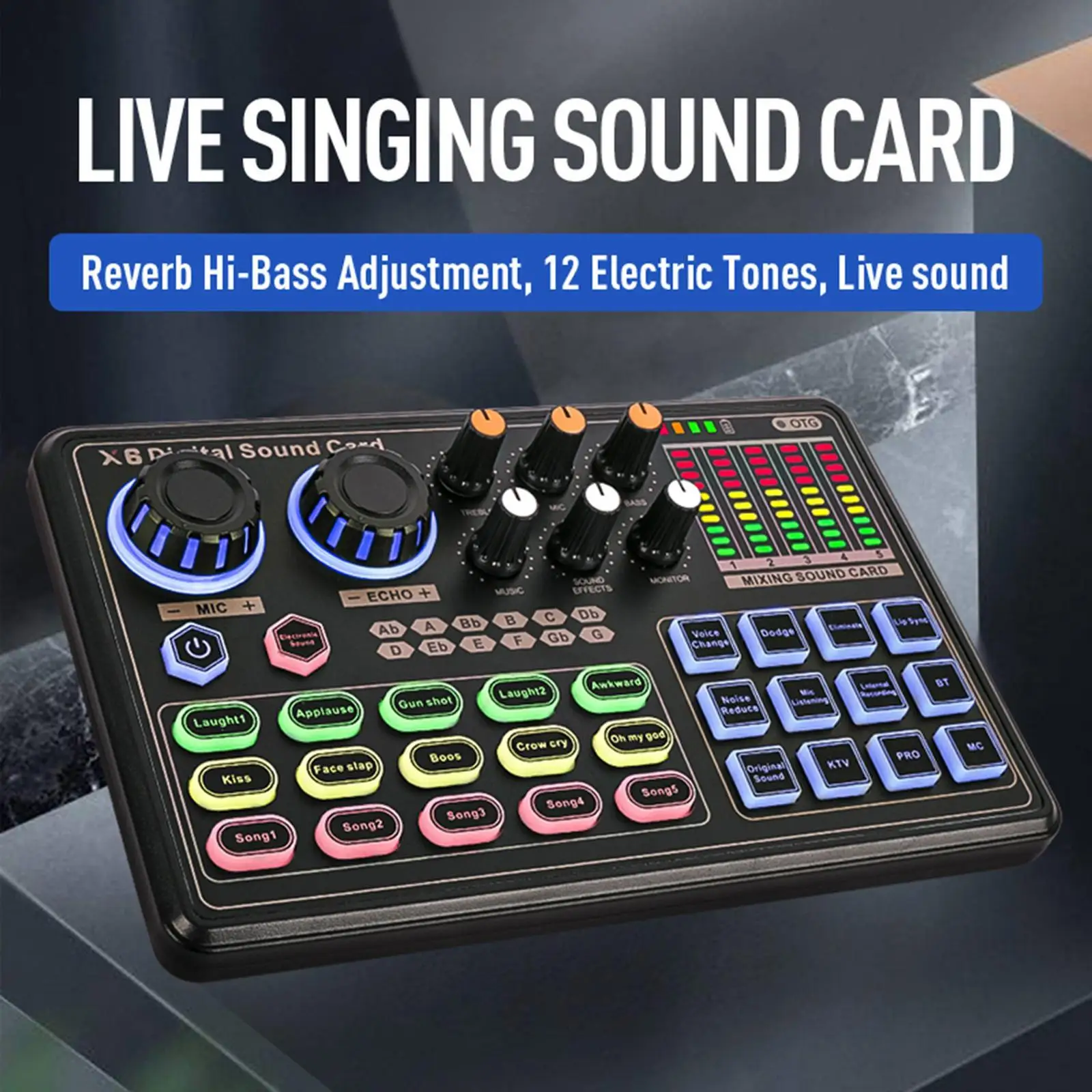 Live Sound Card Different Sound Effects Sound Equipment Audio Mixer Board for Music Recording Audio Recording Microphones Phones