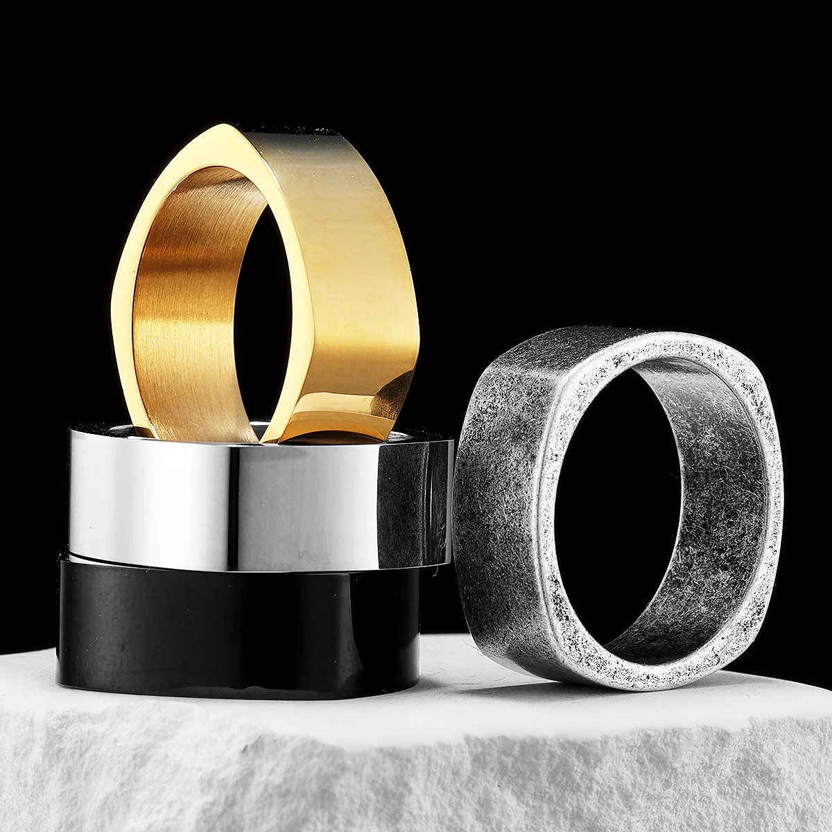 Minimalism Rhombus Stainless Steel Men Rings Punk New In For Male Women Fashion Jewelry Creativity Gift Wholesale Dropshiping