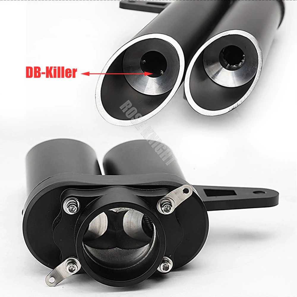 Universal 51MM Double Tube Motorcycle Exhaust Muffler Escape For Kawasaki Honda Yamaha ETC 2 Hole Exhaust Modified Accessories