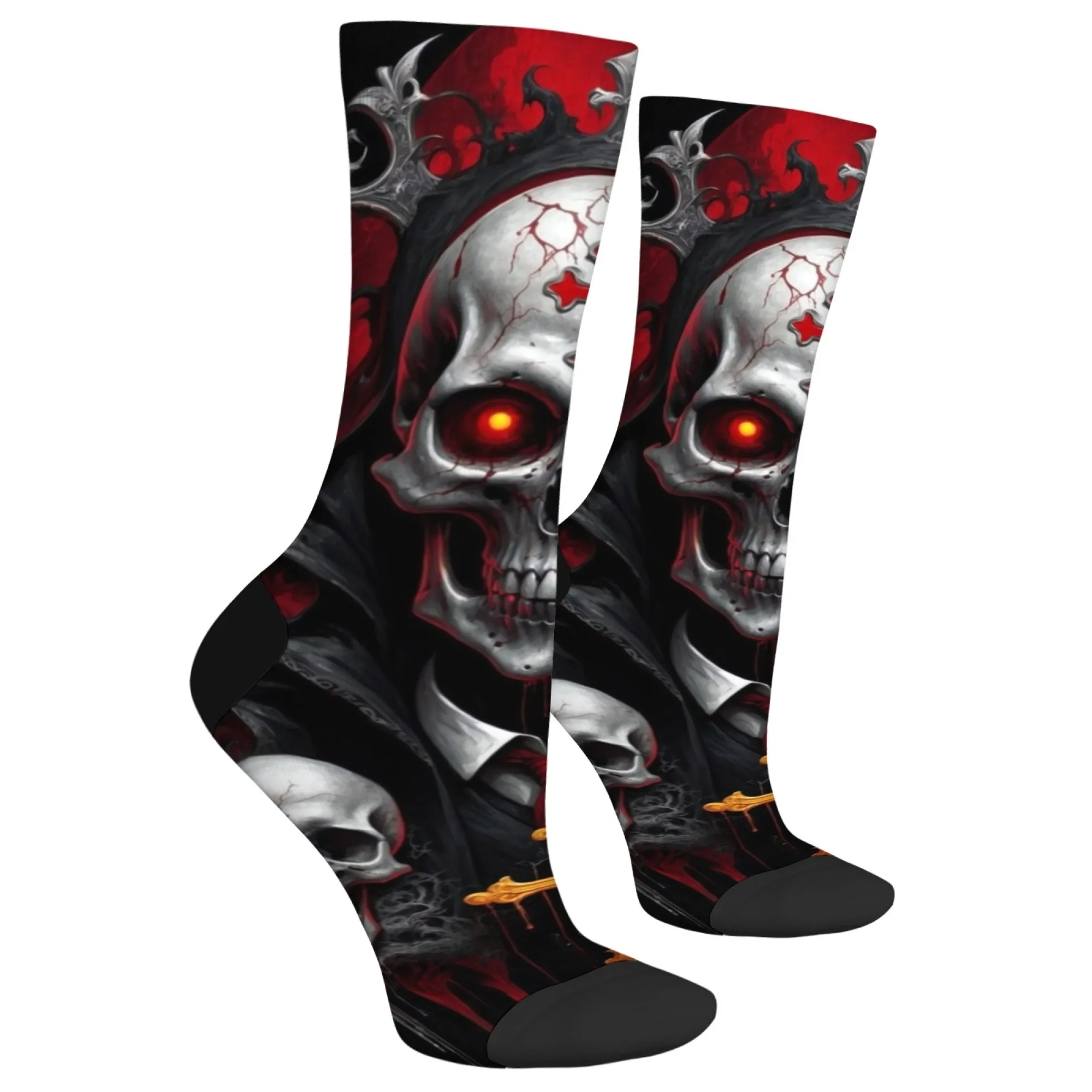 Cross Skull Fashion Men's Socks Harajuku Retro Style Crazy Street Hip Hop Happy Socks Novelty Funny Crew Socks Casual Party Gift