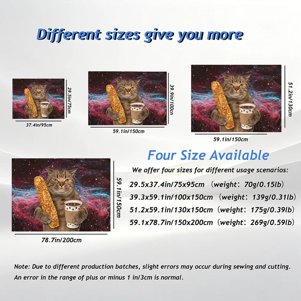 Aesthetic Space Cat Tapestry Wall Decor Cosmic Animal Cartoon Art Dog Hotdog Pop Culture Hanging Poster Space Theme for Home Liv