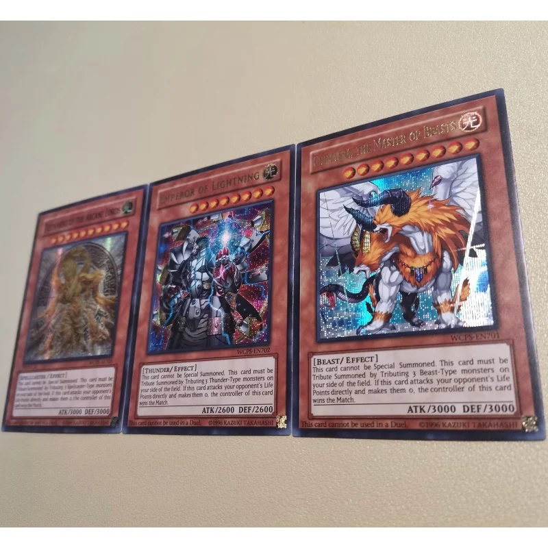 3 sztuki / zestaw kart Yugioh The 5th WCS World Championship 2007 Emperor Of Lightning Self Made Anime Game Collection DIY Flash Cards