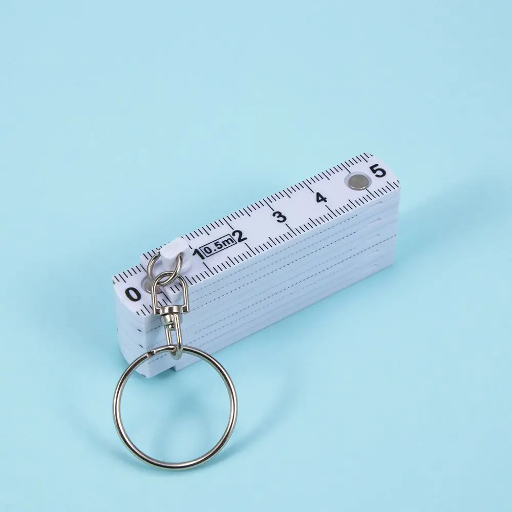 Plastic 50cm Ruler Tape Fold Folding Measure Carpenter Measuring Tool Key Ring Key Chains