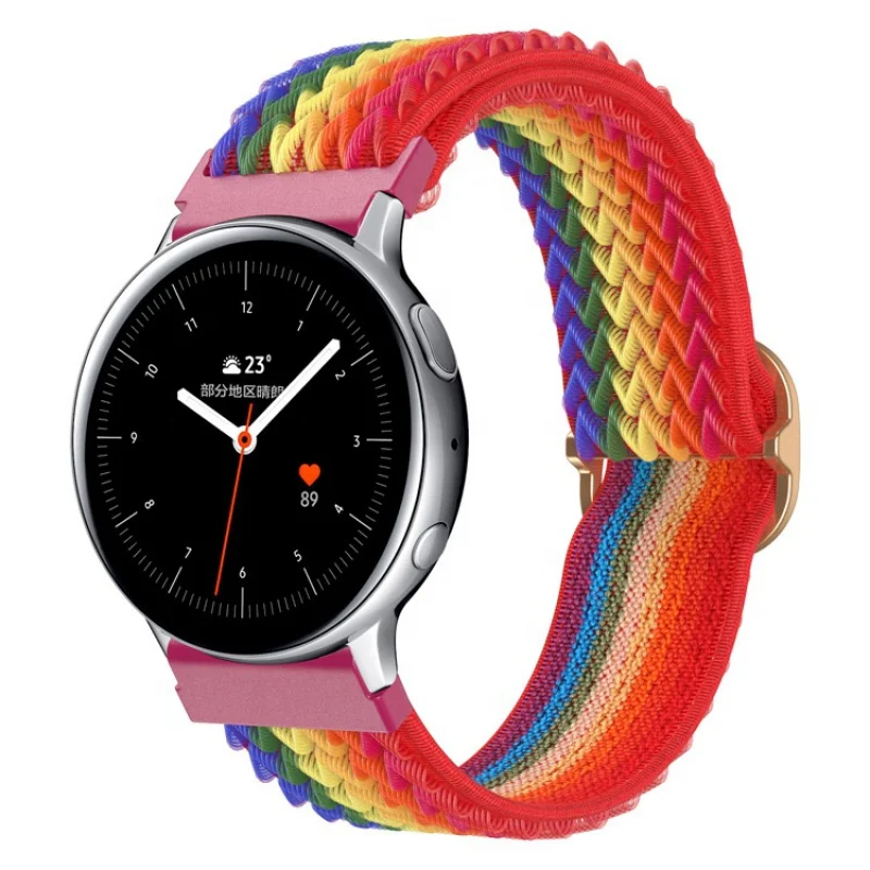 Bracelet de montre en nylon réglable pour Samsung, motif de vague, commandé, doux, respirant, tressé, 20mm, 22mm