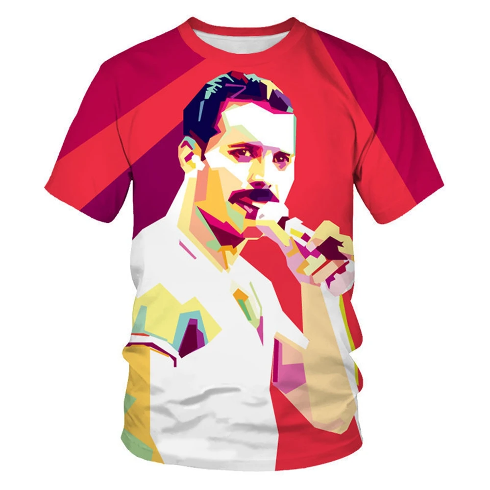 Koningin 3D Print T-shirt Mannen Dames Rock Band Streetwear Zanger Freddie Mercury T-shirt Mode O Hals T-shirt top Harajuku