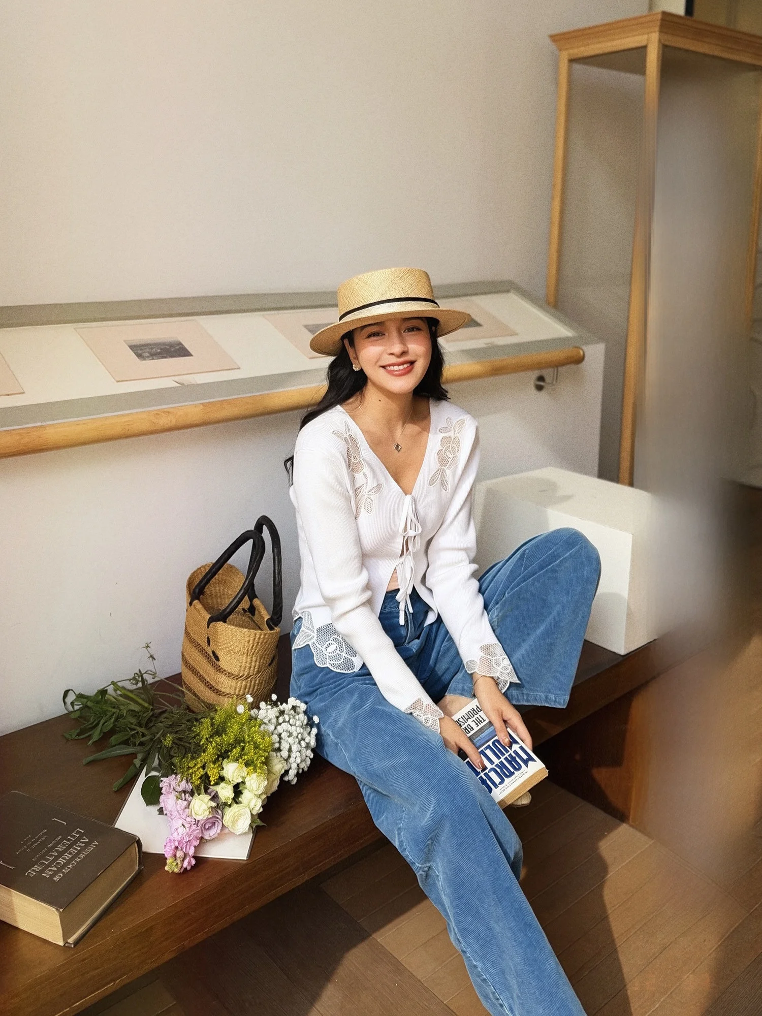 

Elwing Original Rinsed Denim Color Corduroy Slim Straight Casual Pants Wide Leg Long Trousers Women's Spring Cotton Zipper