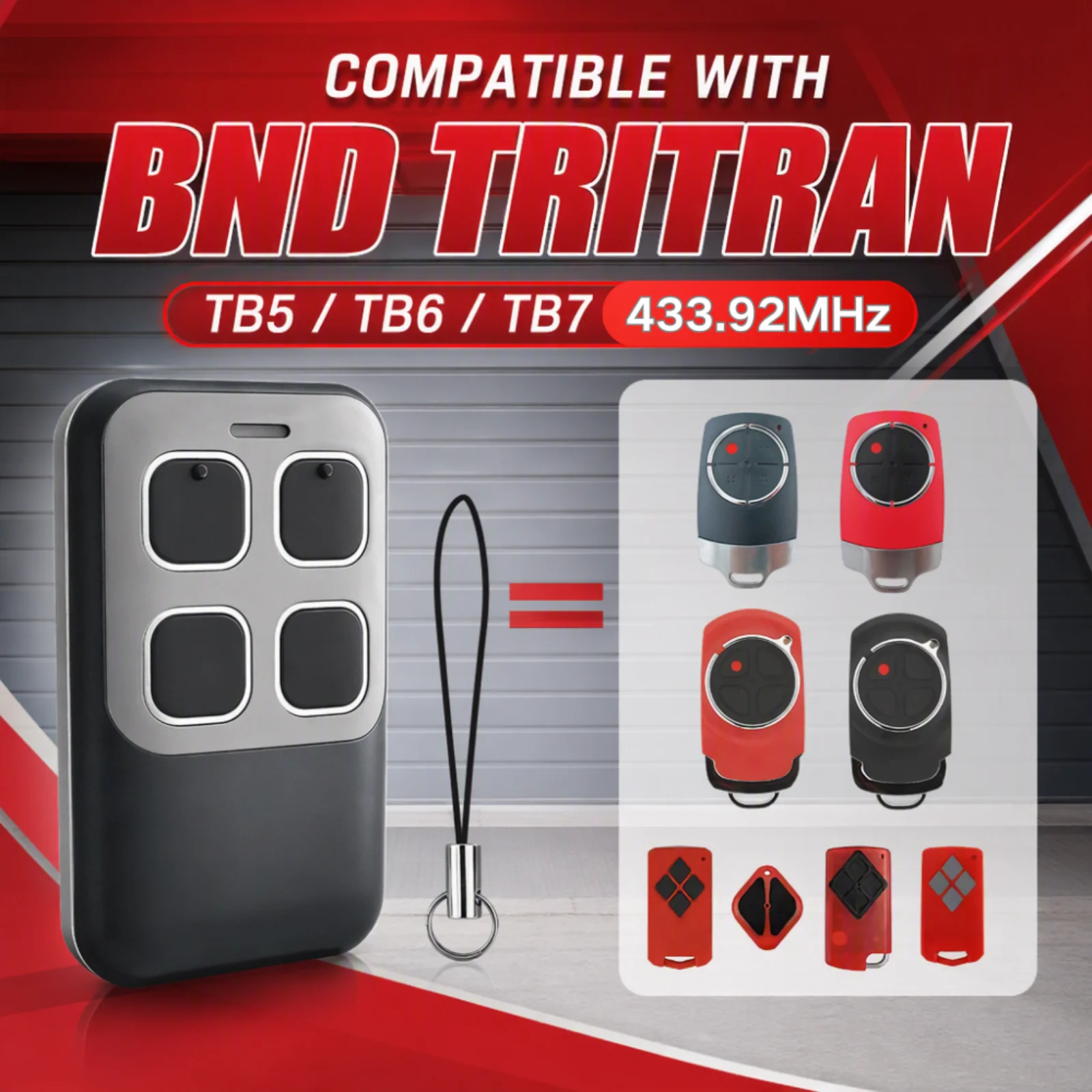 Replace B&D Tritran TB6V1 TB7V1 Roll A Door Garage Door Remote TB5v2 Control-A-Door  Garage Door Opener 433.92MHz