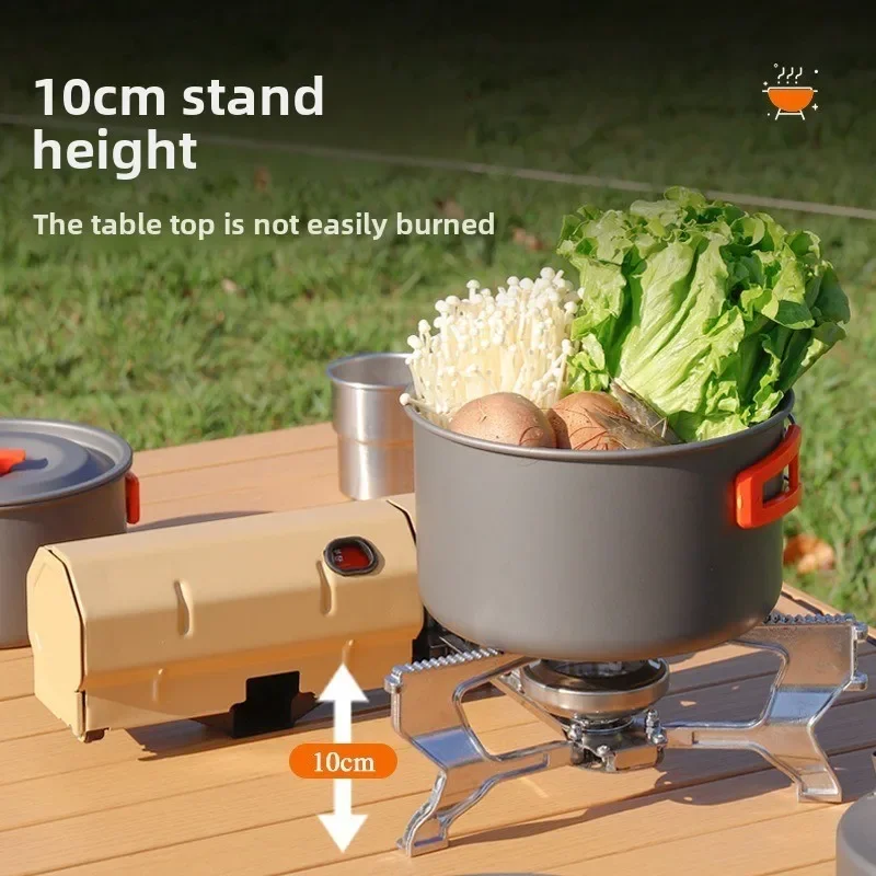 Outdoor folding portable camping stove, household cooking utensils, gas stove, strong fire windproof Casca magnetic stove