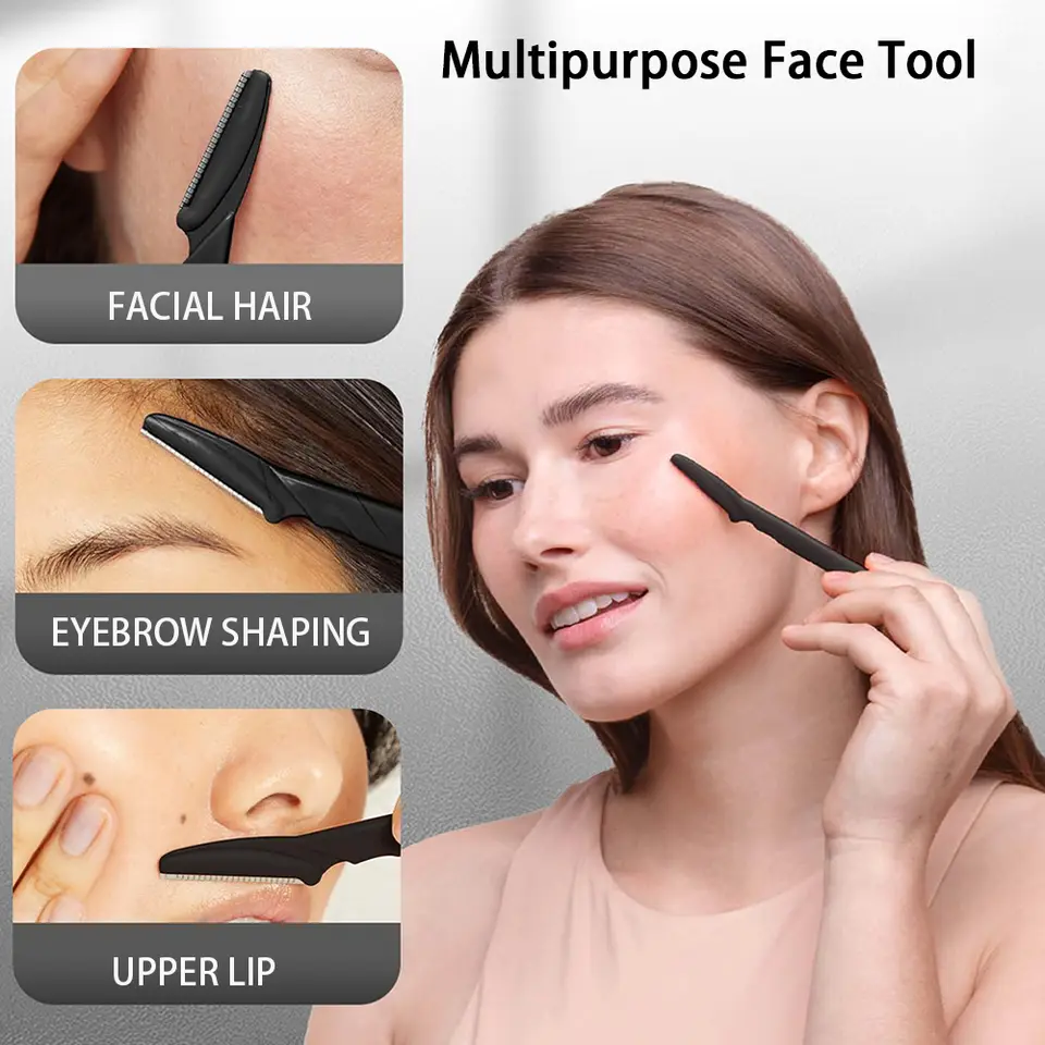 Razor Set Eyebrow Multipurpose Face Razors For Women and Men Dermaplaning Tool  Easy To Use Cutter Shaver Blades Makeup Tools - 5