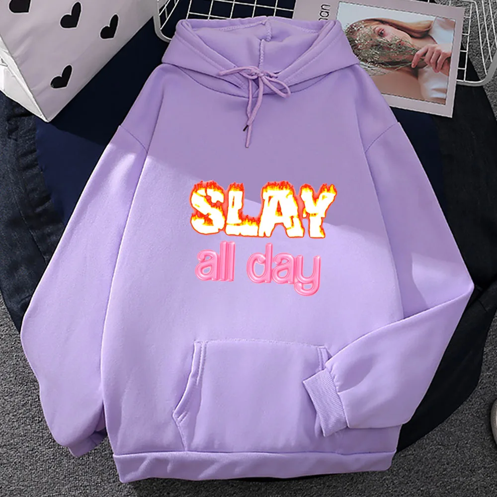 Slay All Day Barbenheimer Hot Pink Hoodie Letter Printed Clothes Autumn Fashion Trendy Pullovers Oversized Casual Sweatshirts