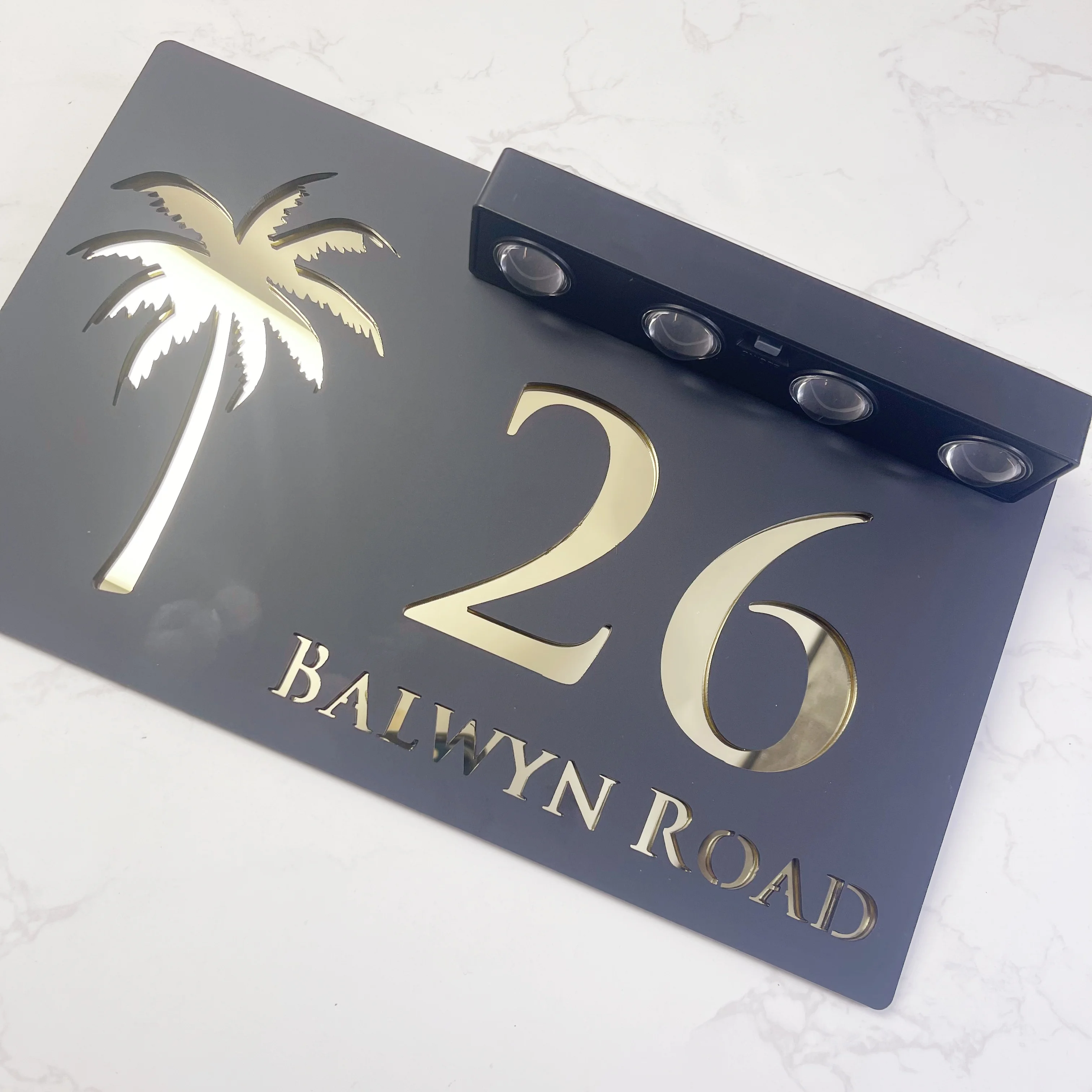 Personalized Solar LED House Number Sign Acrylic Laser Cut Outdoor Address Plaque Waterproof Luminous Door Custom Modern Numbers