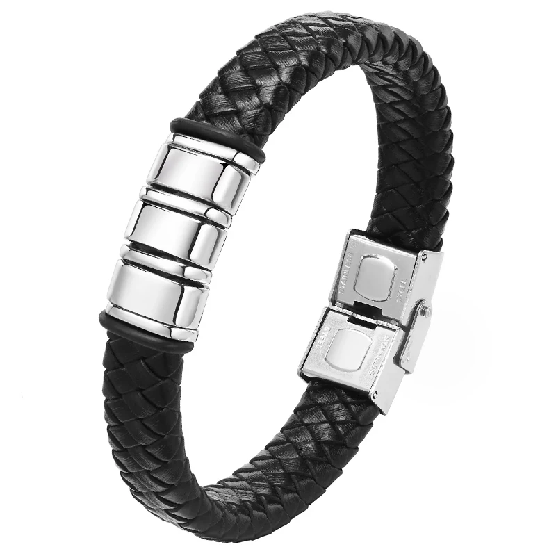 Custom Men Name Bracelets with 2-6 Names Engraved Personalized Leather Braid Bracelets with Family Names Gifts for Dad Father