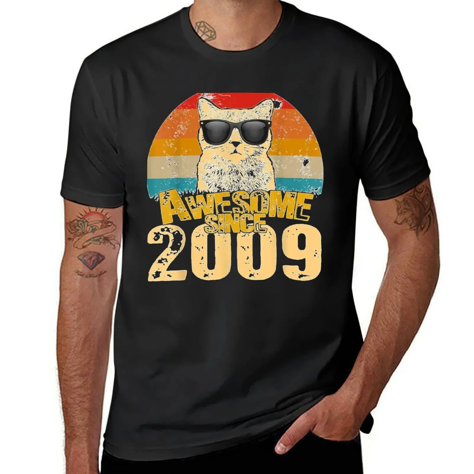 Intage Distressed Awesome Since 2009 13 Years Old Cat Mom T-Shirt sublime boys whites blacks mens t shirts pack