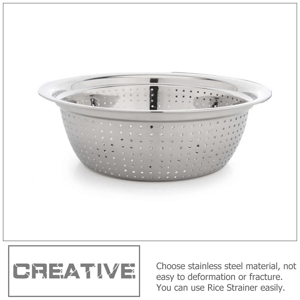 

Rice Washing Sieve Basin Drainer Strainer Stainless Steel Filter Fruit Cleaner Vegetable Holder Multifunctional Kitchen Gadget