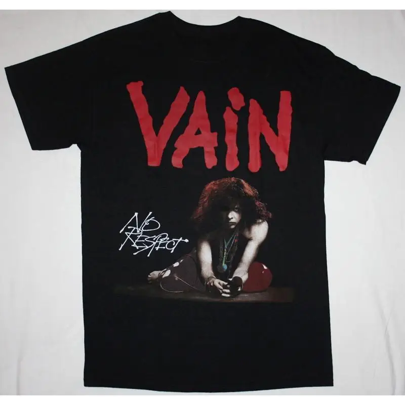 Vtg VAIN NO RESPECT T-shirt noir en coton épais pour hommes toutes tailles BL229