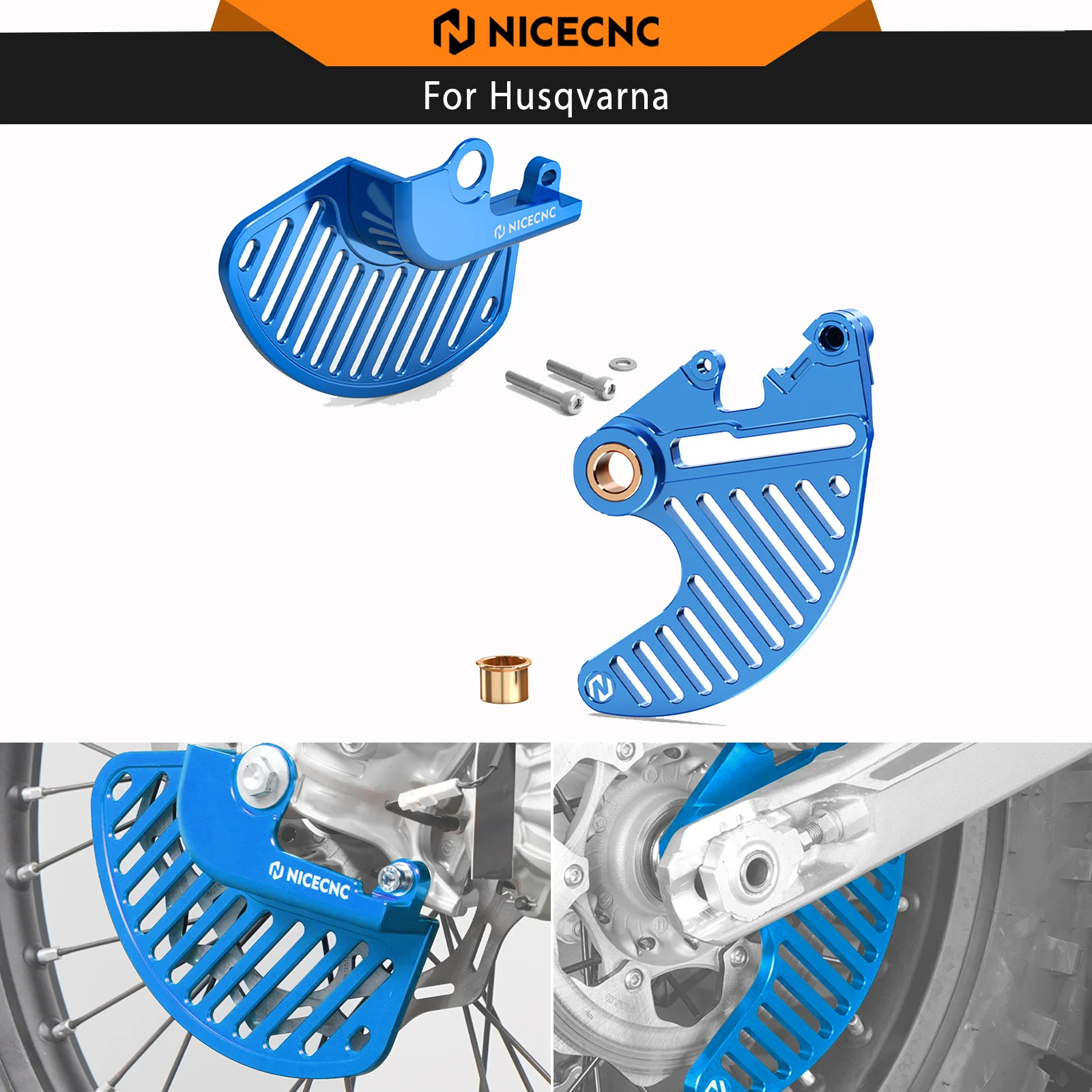 

NICECNC Front Rear Brake Disc Guard For Husqvarna TE300 2024 TE300i 2019-2023 FE250 FE350 FE450 FE501 2016-2024 TX300 TX300i