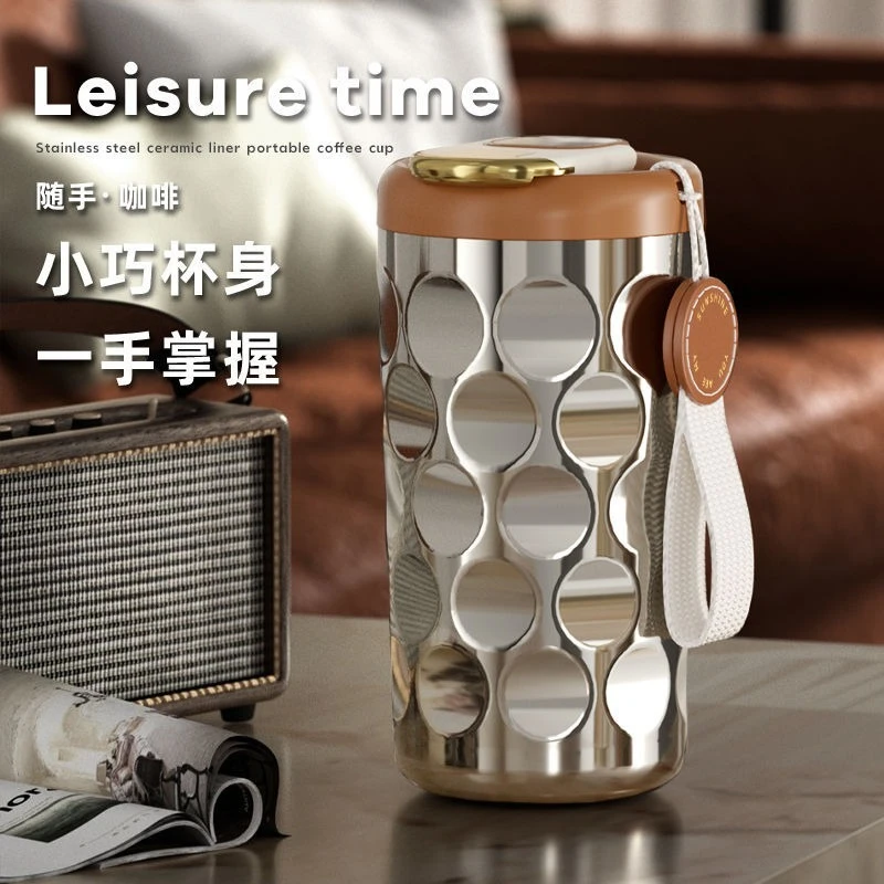 Ceramic coffee cup high value intelligent thermos stainless steel portable women's accompanying high-end water cup
