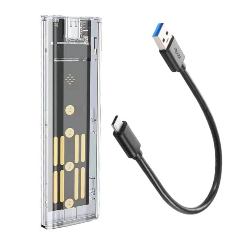 PC용 M2 SSD 케이스, M.2 NVME SSD 인클로저, 휴대용 USB3.1 C타입 SSD 투명 하드 디스크 케이스, 5Gbps, 2PCs