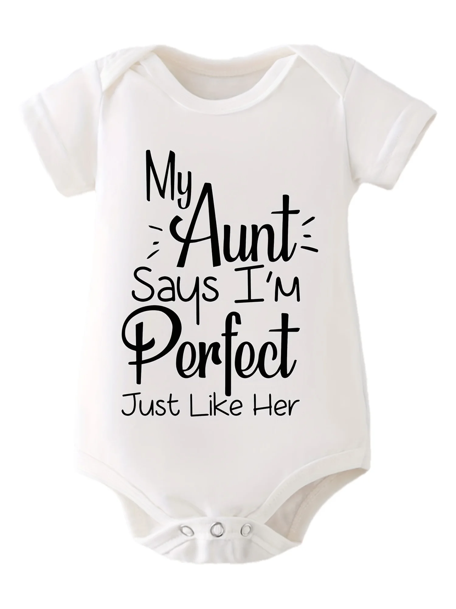 Baby Bodysuits My Aunt Says I M Perfect Just like Her Letter Printing Comfortable Crew Neck 0-24m Perfect for Outdoor T Shirts