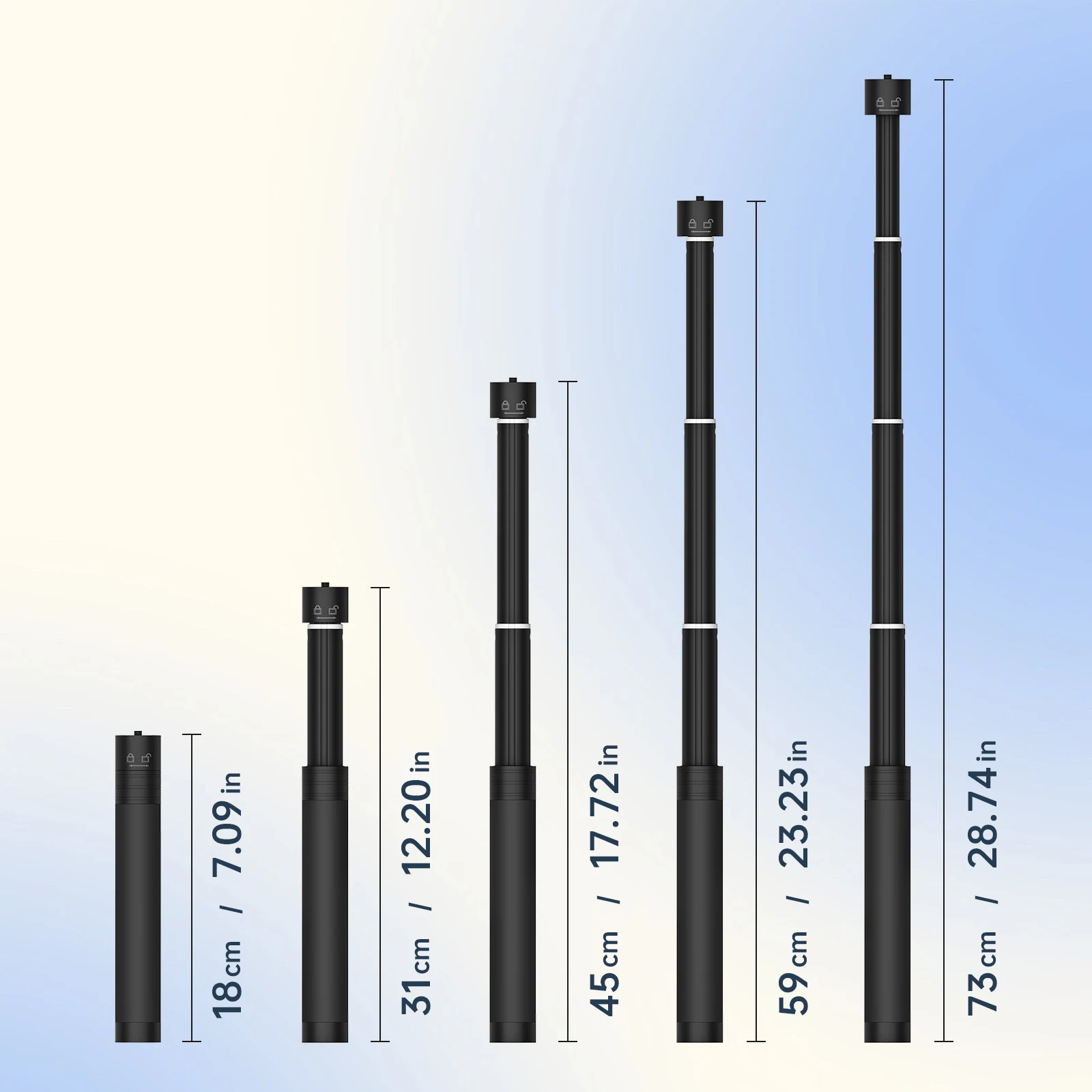 AOCHUAN E10 Aluminum Extension Rod 28.7β Adjustable Selfie Stick Compatible with 3-Axis Gimbal