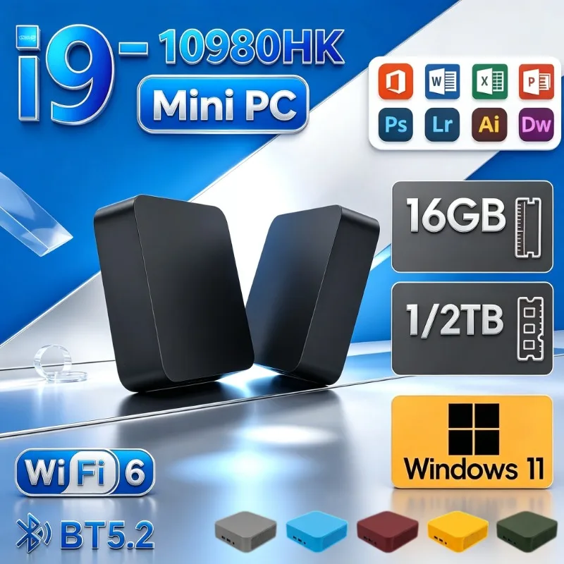 Multi Purpose Portable Mini PC Intel I9 10980HK 32GB RAM 2TB SSD Win 11 Wifi6 BT5.2 4K UHD Gaming Office Desktop