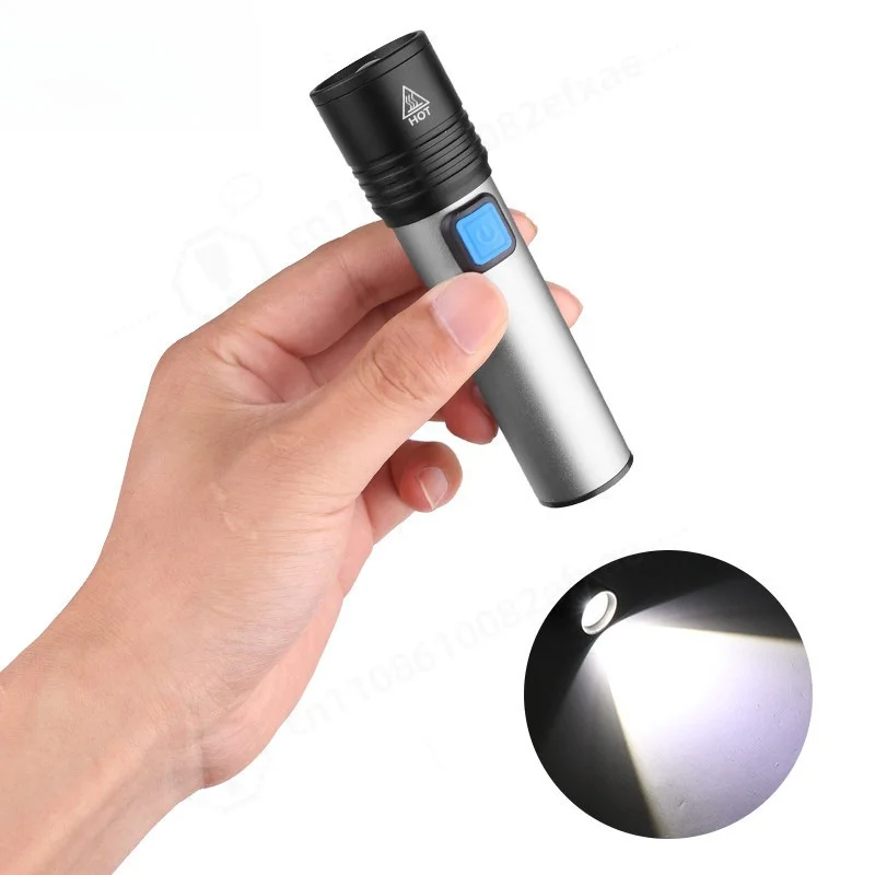 T6 LED Mini Flashlight USB Rechargeable Telescopic Zoom Portable Small Hand Torch For Household Daily Use