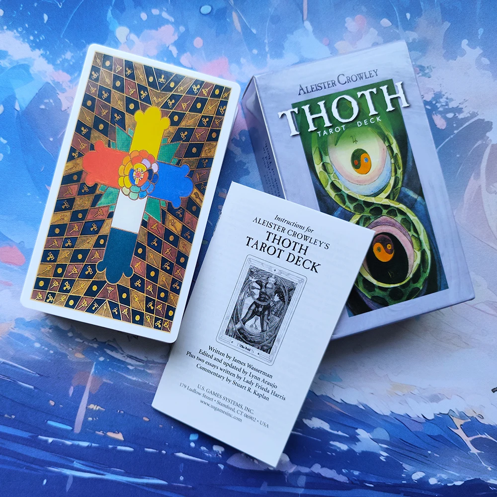 Baraja de Tarot de adivinación pequeña de Crowley Thoth con libro de guía, 78 baraja de Tarot, juego de cuenta para principiantes y expertos