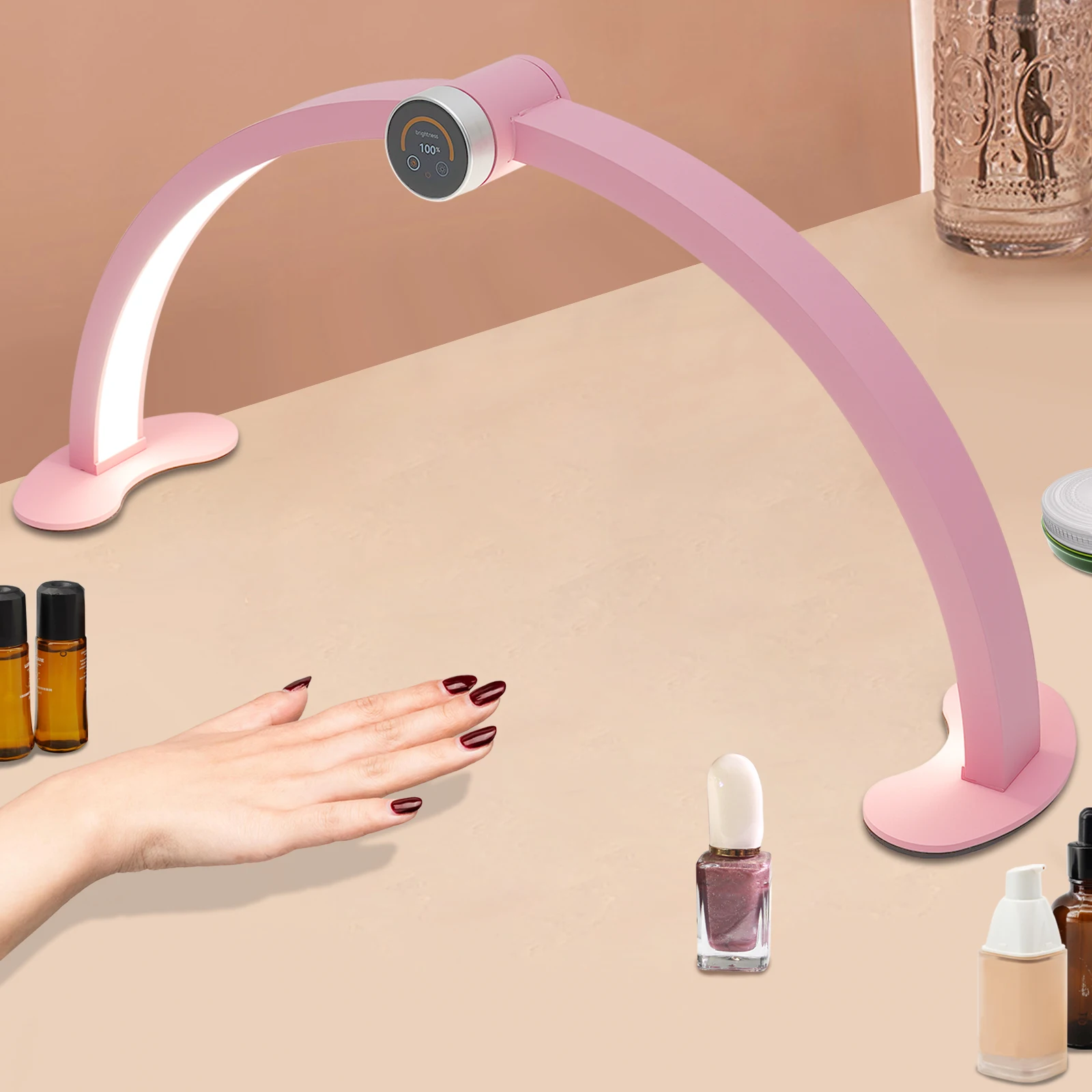 Half Moon Desk Lamp for Nail Art Light with Adjust Brightness 3000K‑6000K LED Half Moon Light