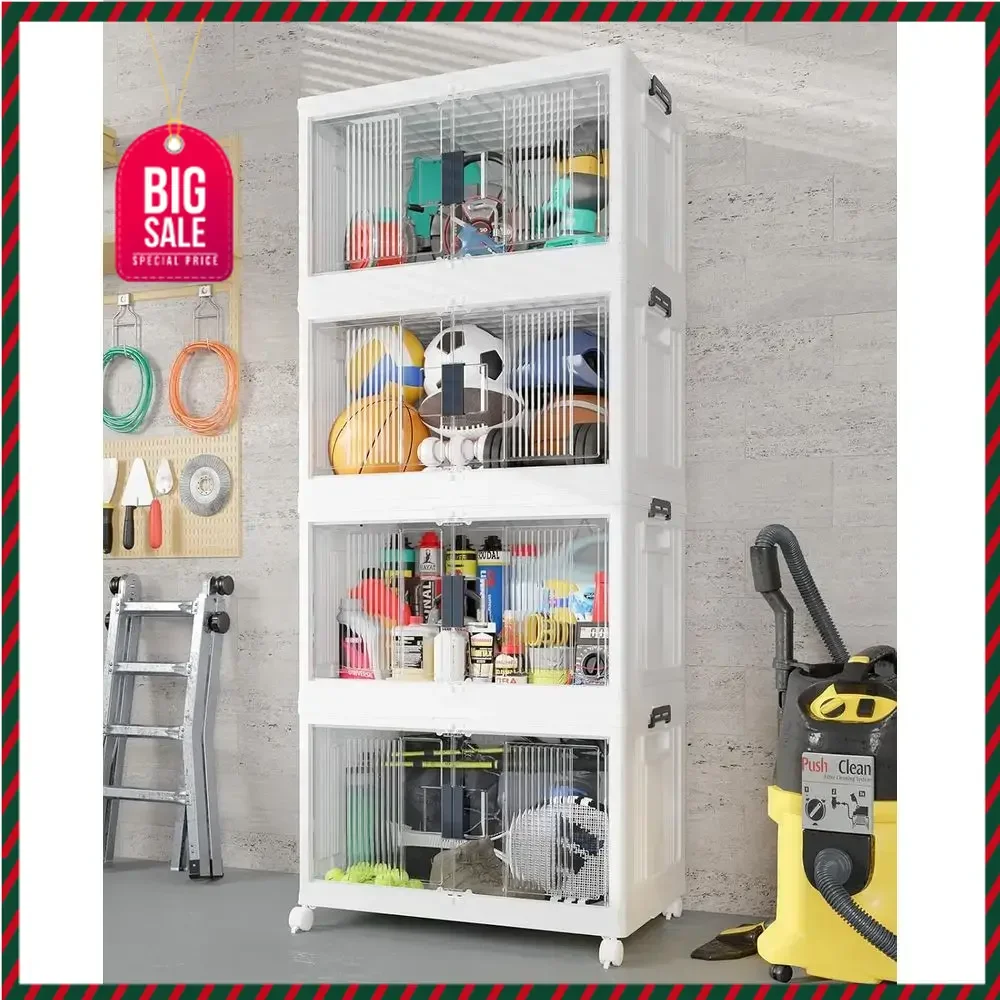 

Акция: ограниченное предложение по цене! Складные контейнеры для хранения (4 шт.) с крышками и колесиками для организованного хранения в помещении.