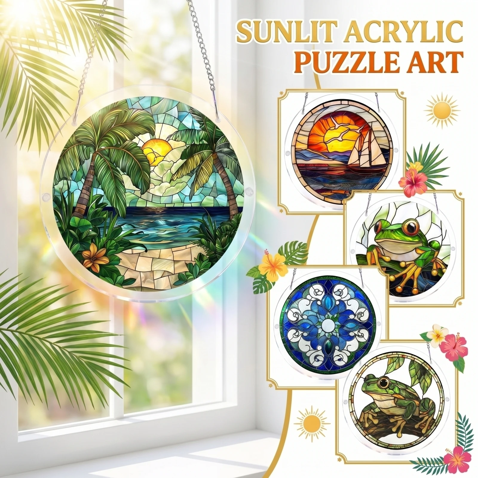 Suncatcher Puzzle Kit Hangable Jigsaw Puzzles Suncatchers for Windows Hanging Puzzle Ornament Suncatcher Window Hanging