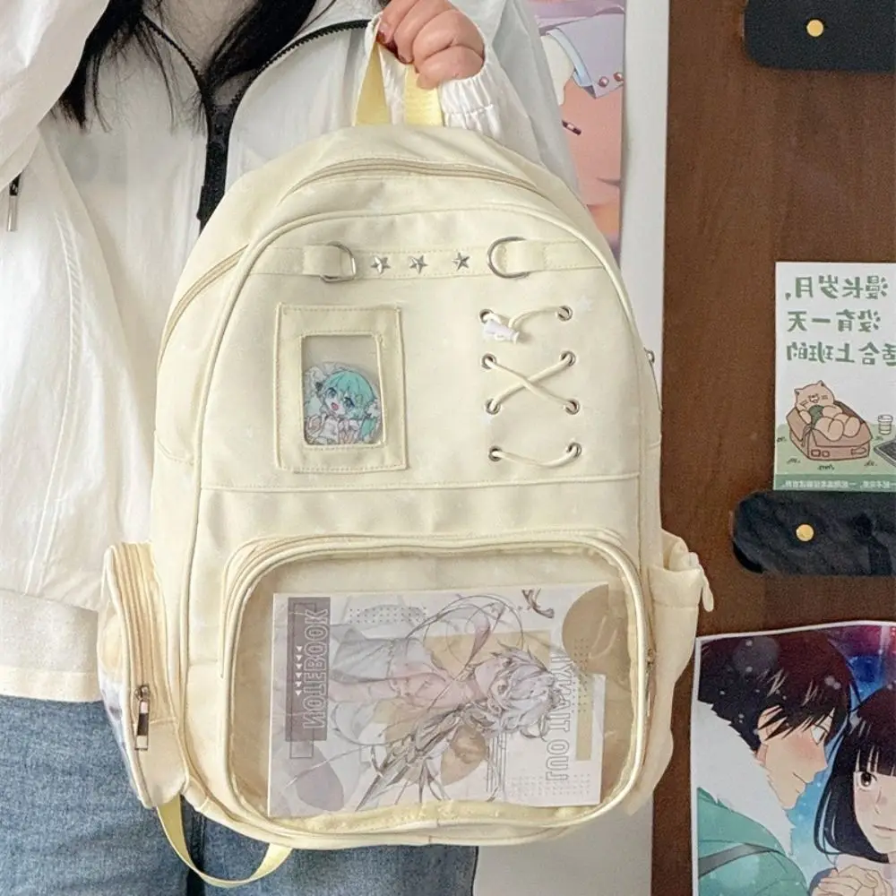 個性的な透明スタープリントバックパック-y2k-ロリータ-学生用スクールバッグ-イタバッグ-diy-ディスプレイリュックサック-アウトドア用