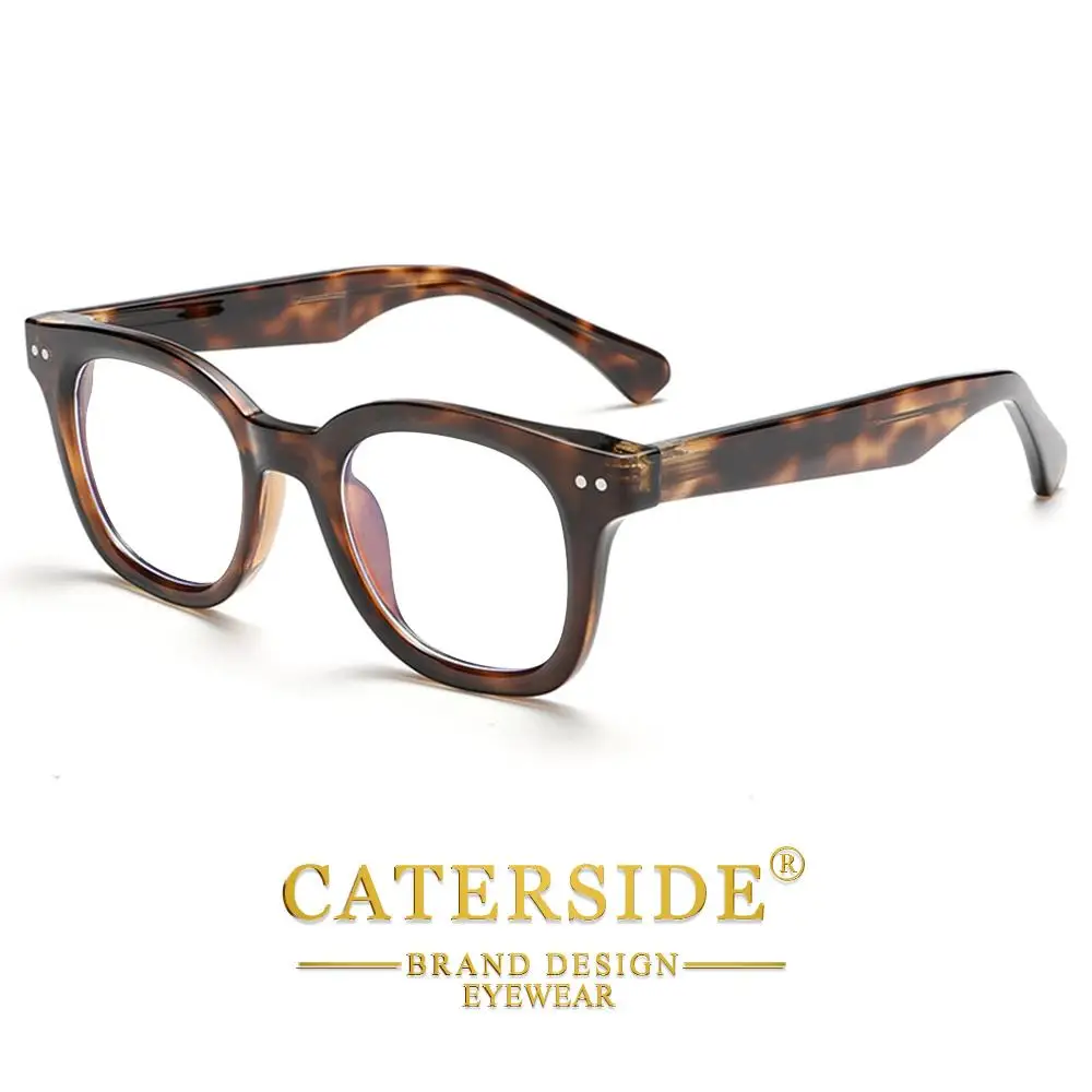 CATERSIDE Retro Herren-Brille mit flachen Gläsern, Tr-90, runder kleiner Rahmen, Anti-Blaulicht-Brille, Damen-Luxus-Business-Freizeitbrille – Detail 6