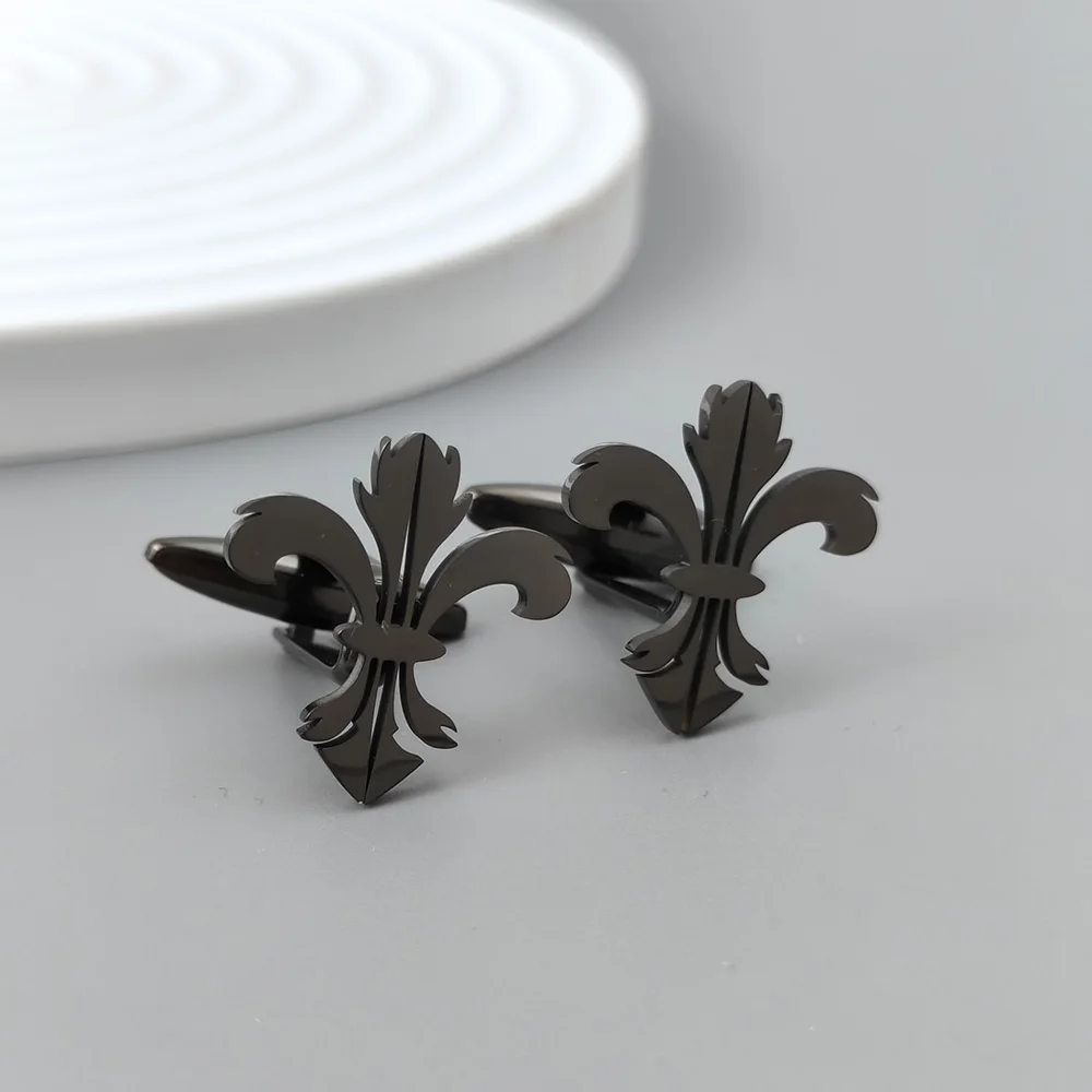 Retro Baroque men\'s cufflink shirt with fashionable lilies, stainless steel high-quality birthday gift, formal wear