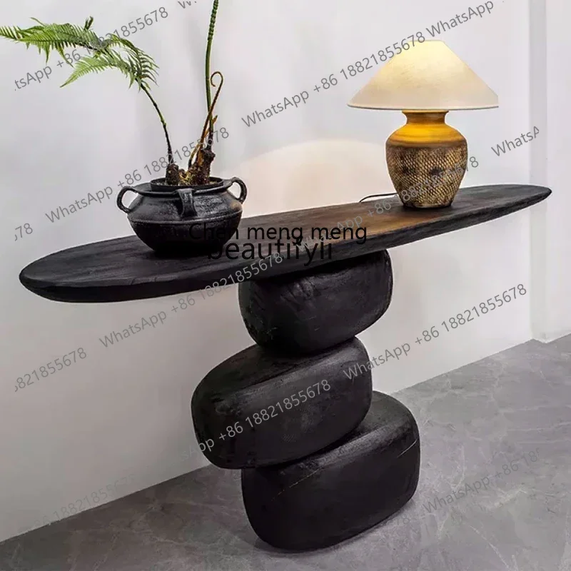 X  Silent Wind Log Carbonized Entrance Platform Entrance Table Case Medieval Aisle Corridor Entrance CabinetAA