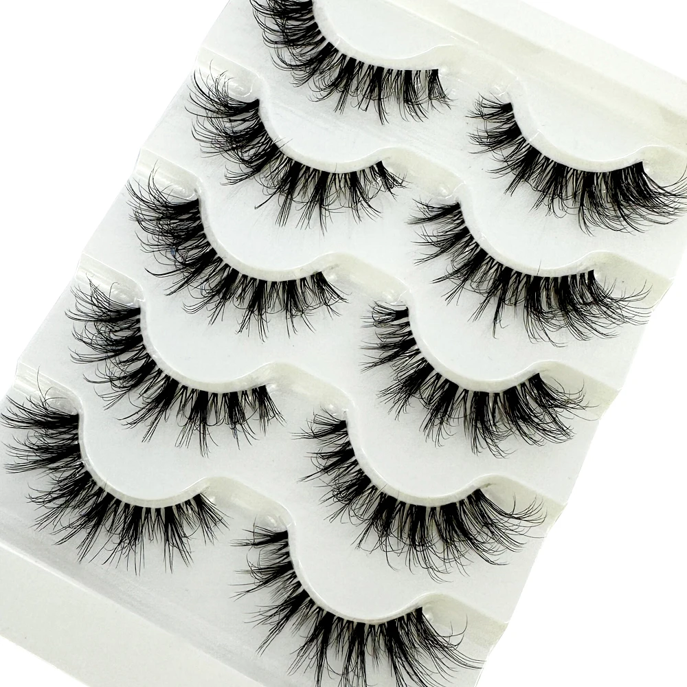 NEW 5pairs Mink Eyelashes Clear Band EyeLashes Crisscross Transparent Band False Eyelashes Handmade Dramatic Lashes Upper Lash