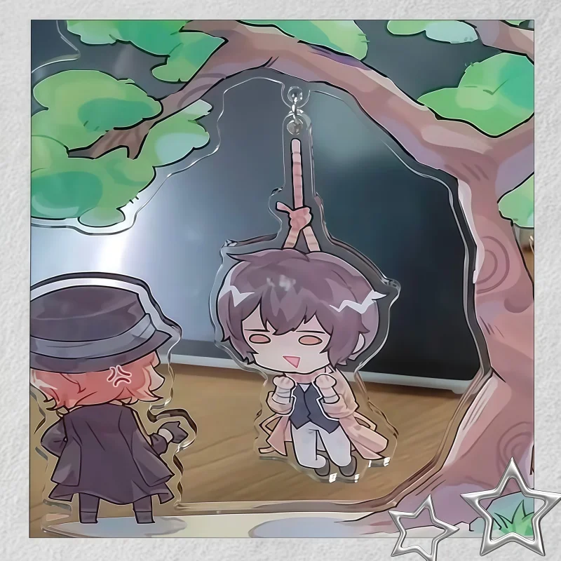 Funny Swing Dazai Chuuya Acrylic Stand 10cm Bungo Stray‑Dogs Figure Tree Hanging Desktop Decor Anime Merch For Collection